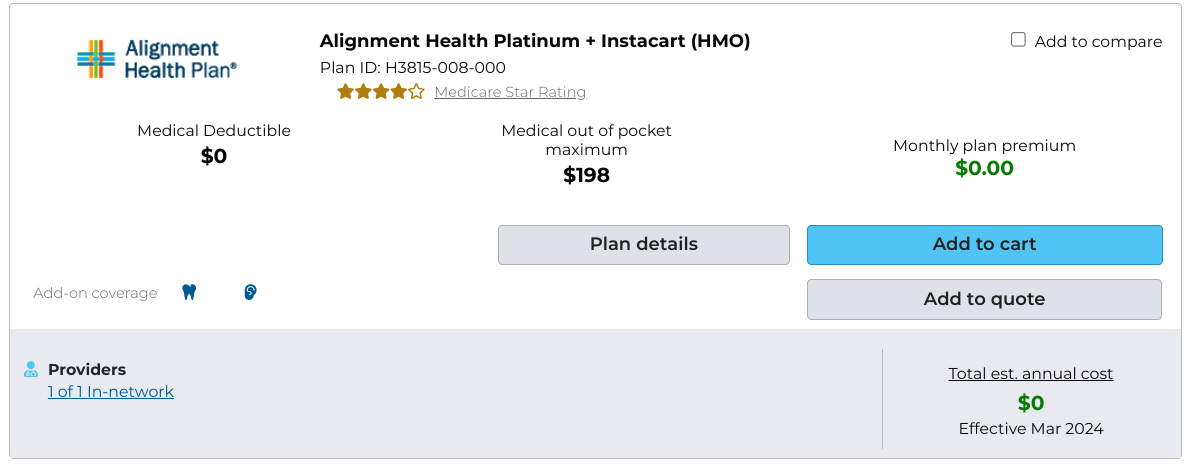 alignment platinum + instacart plan